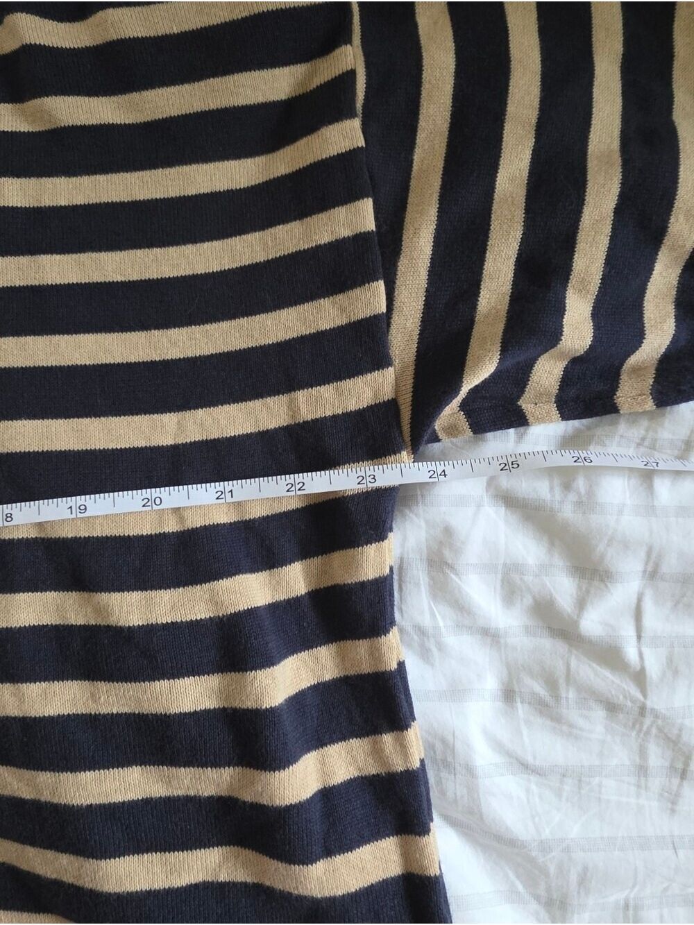 Pact V-Neck Long Sleeve Top Navy Beige Stripe - Picture 8 of 10